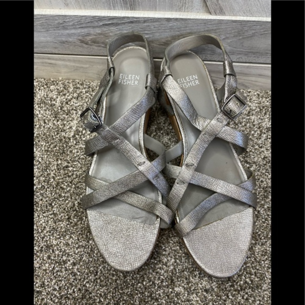 Eileen Fisher “Array” Strappy Cork Wedge Sandal 8 - image 6